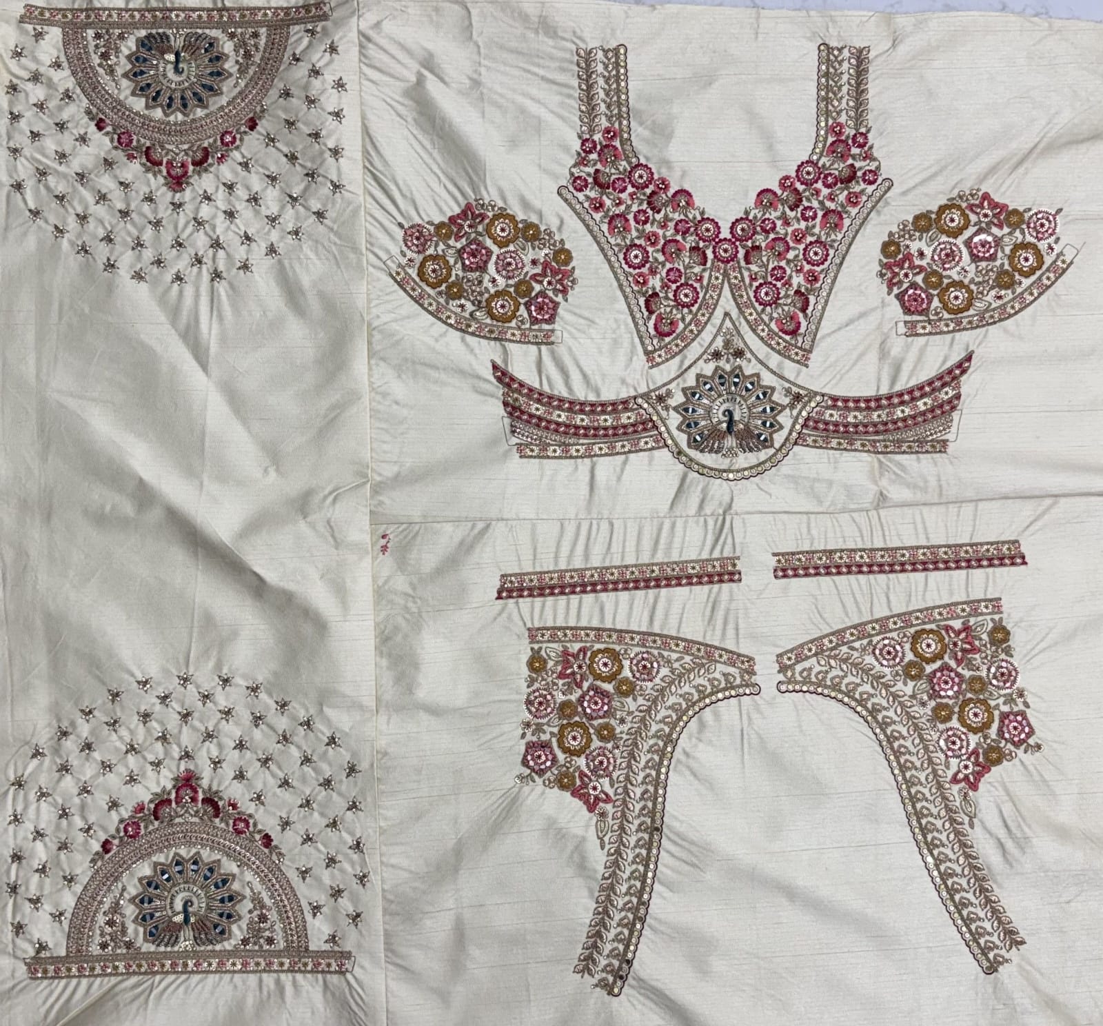 White Pure Soft Gadhwal Silk Heavy Embroidery Work Bridal Lehenga Choli
