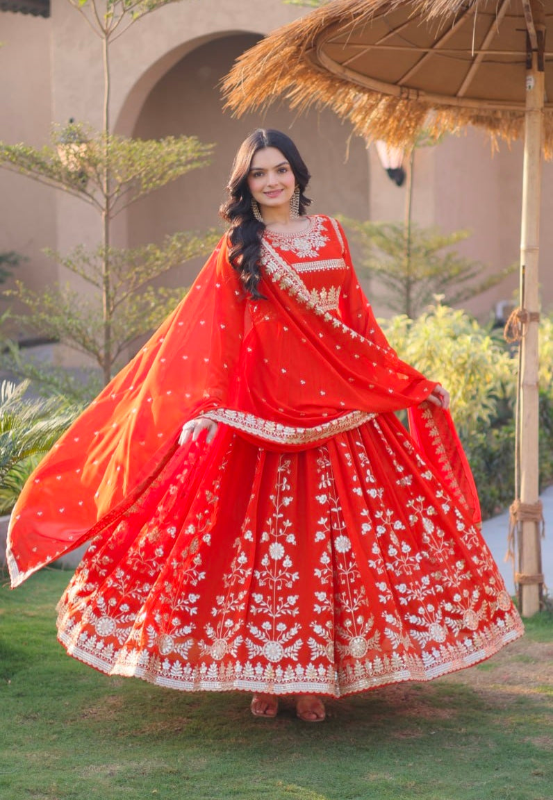 Fenta Pure Faux Blooming Georgette with Zari &amp; Sequins Embroidered Work Anarkali Long Gown