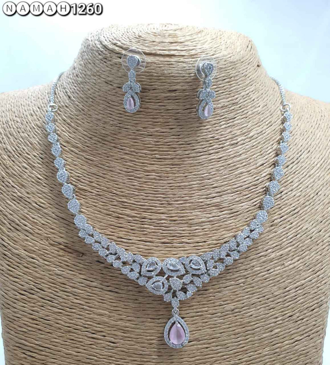 White American Diamond Necklace Set