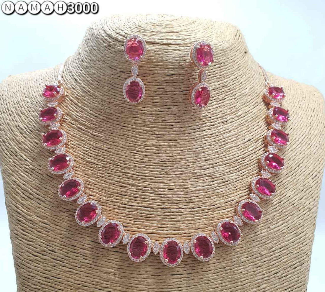 Red American Gold Diamond Necklace Set