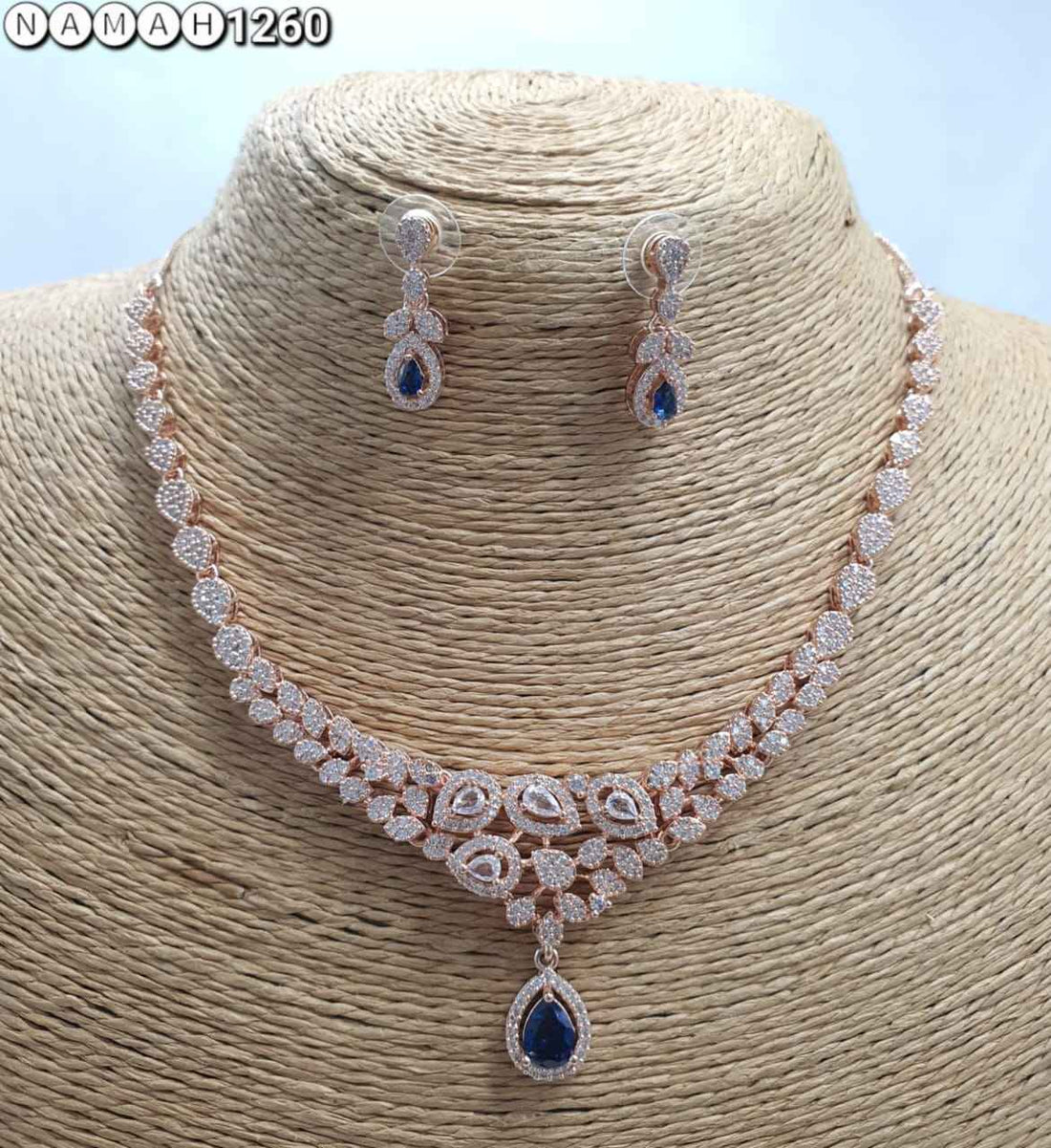 Gold American Diamond Necklace Set