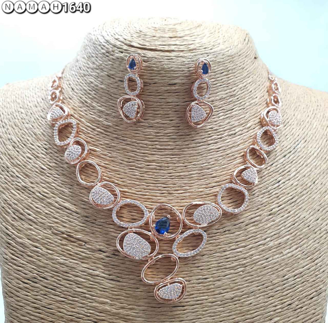 Blue American Copper Diamond Necklace Set