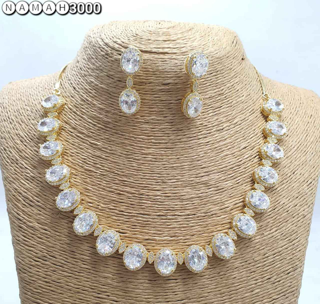 White American Gold Diamond Necklace Set