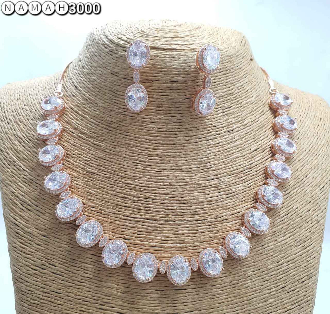 White American Gold Diamond Necklace Set