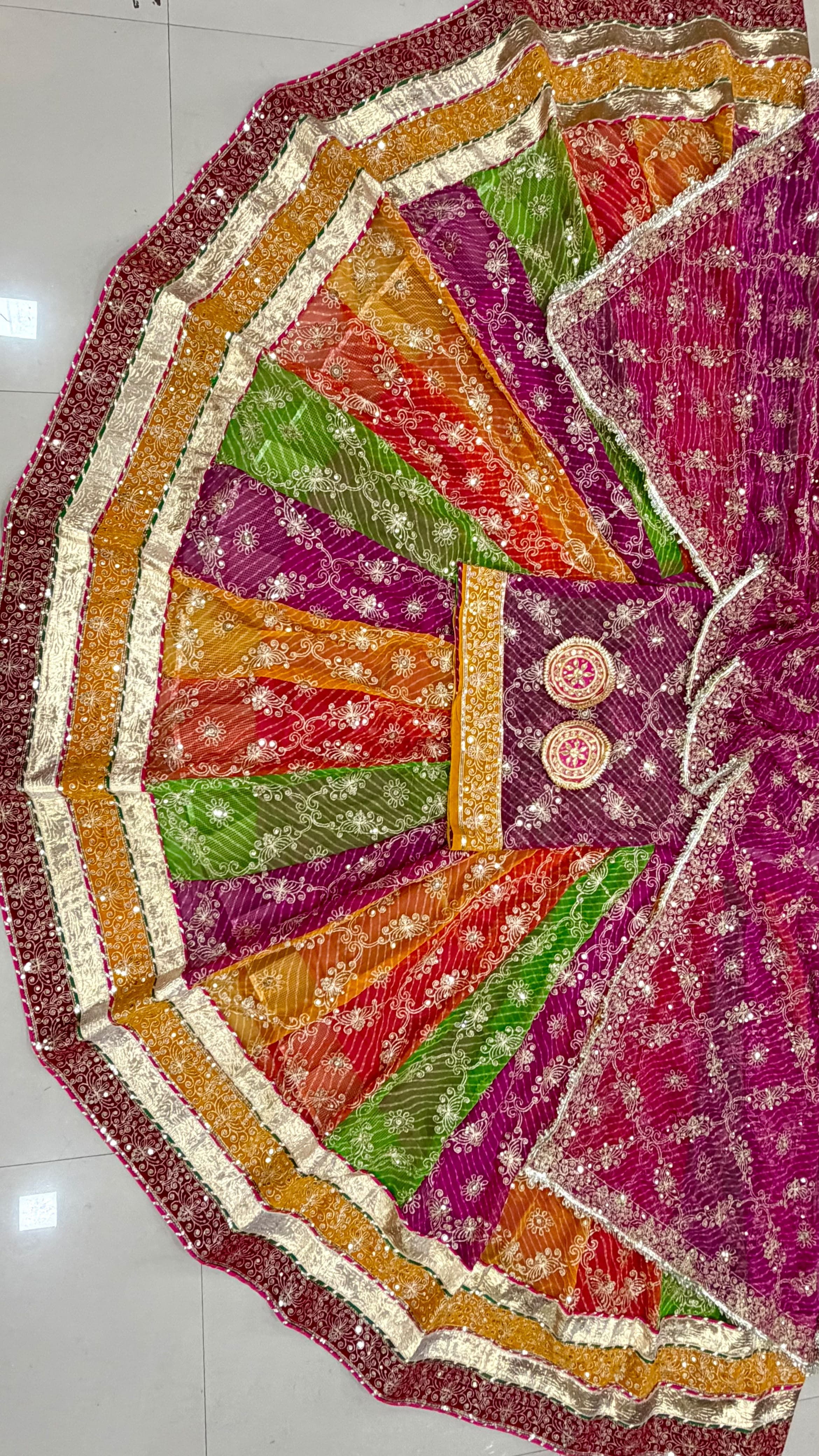 Multi Pure Georgette Lehariya Chunni Rajasthani Rajputi Lehenga Choli
