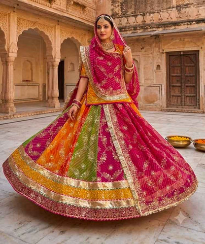 Multi Pure Georgette Lehariya Chunni Rajasthani Chaniya Choli