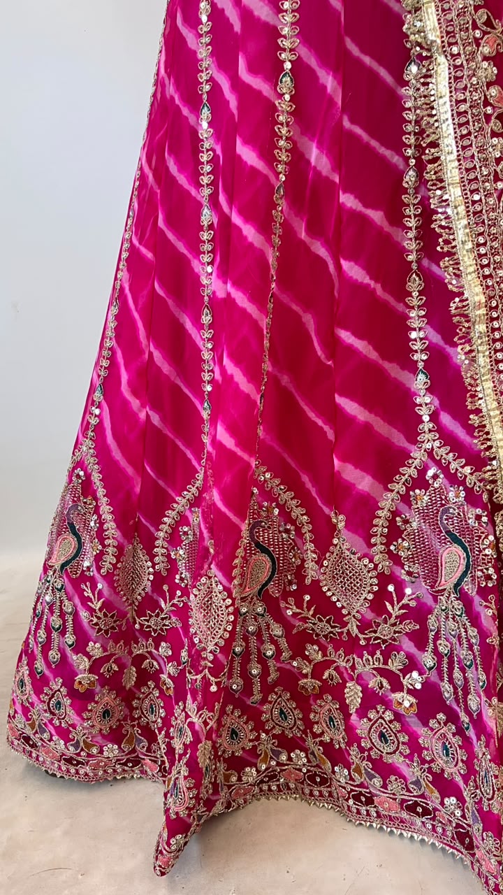 Rani Pink Pure Georgette Lehariya Chunni Rajasthani Chaniya Choli