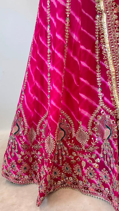 Rani Pink Pure Georgette Lehariya Chunni Rajasthani Chaniya Choli