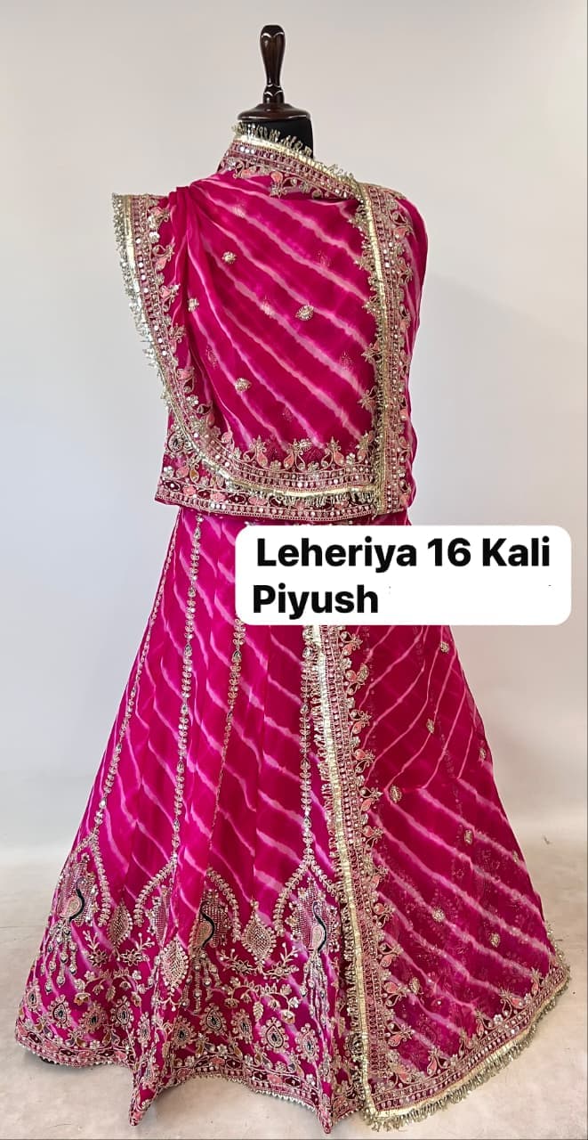 Rani Pink Pure Georgette Lehariya Chunni Rajasthani Chaniya Choli