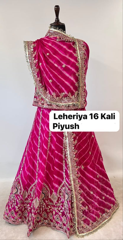Rani Pink Pure Georgette Lehariya Chunni Rajasthani Chaniya Choli