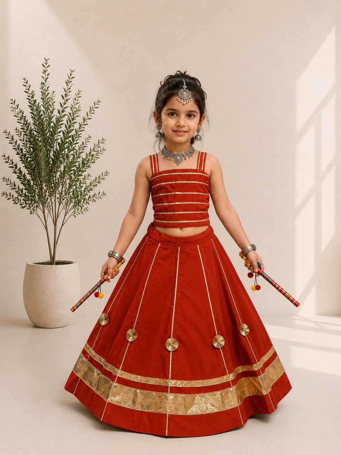 Red Pure Roman Silk Heavy  Work Kid&