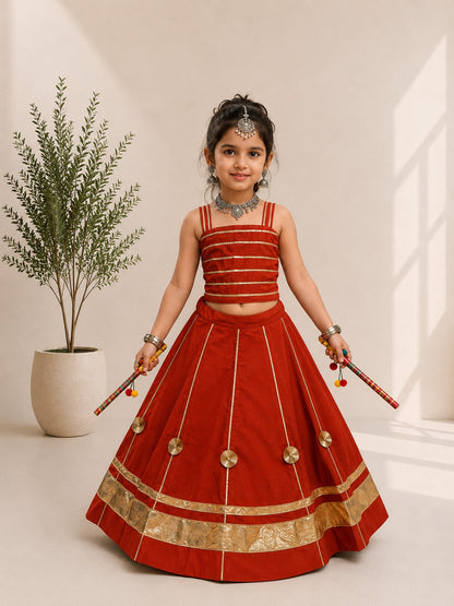 Red Pure Roman Silk Heavy  Work Kid&