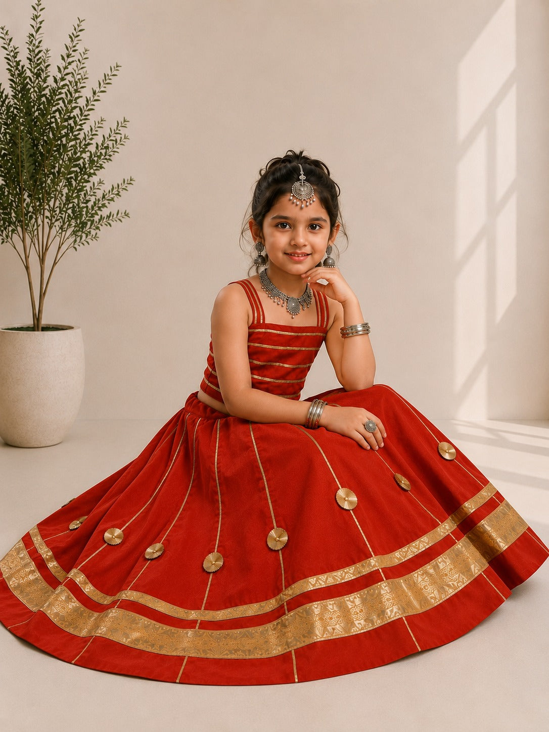 Red Pure Roman Silk Heavy  Work Kid&