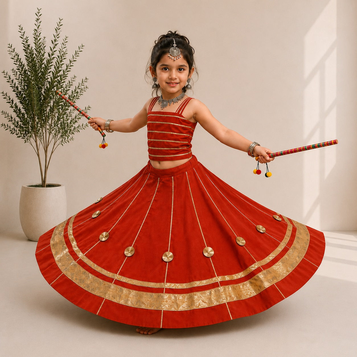 Red Pure Roman Silk Heavy  Work Kid&