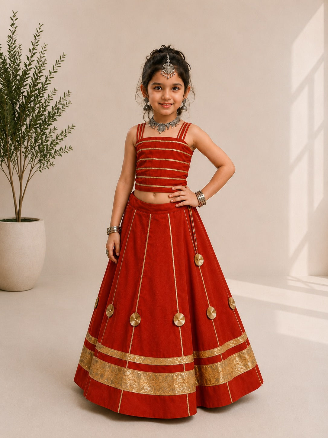 Red Pure Roman Silk Heavy  Work Kid&