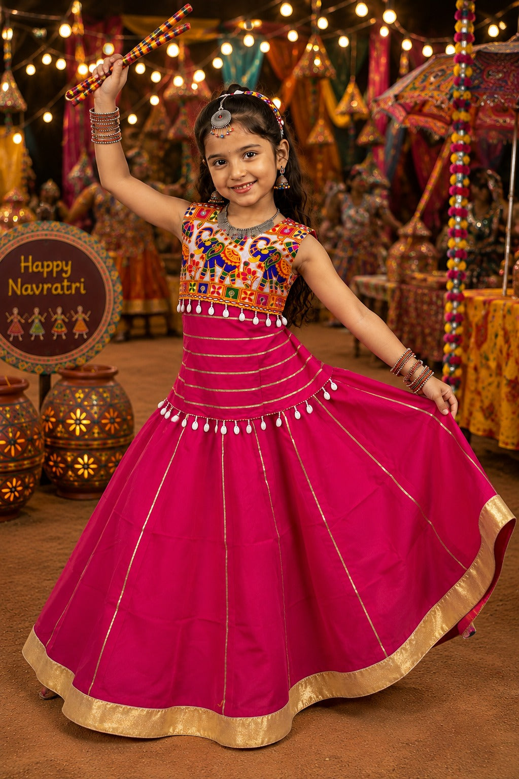 Rani Pure Roman Silk Heavy  Work Kid&