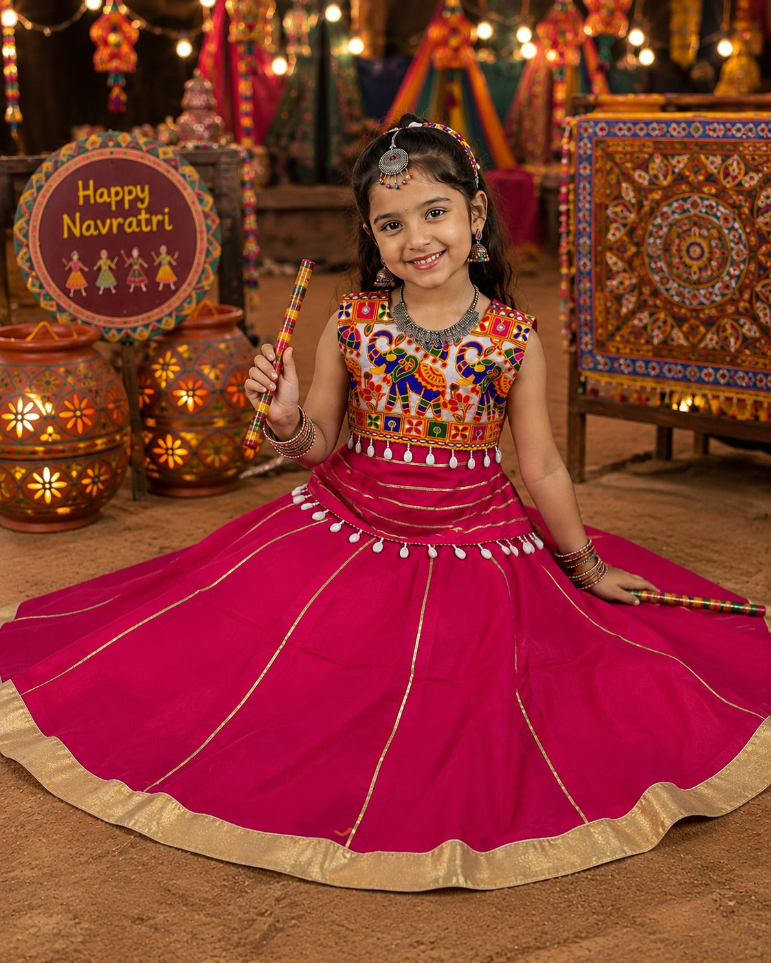 Rani Pure Roman Silk Heavy  Work Kid&
