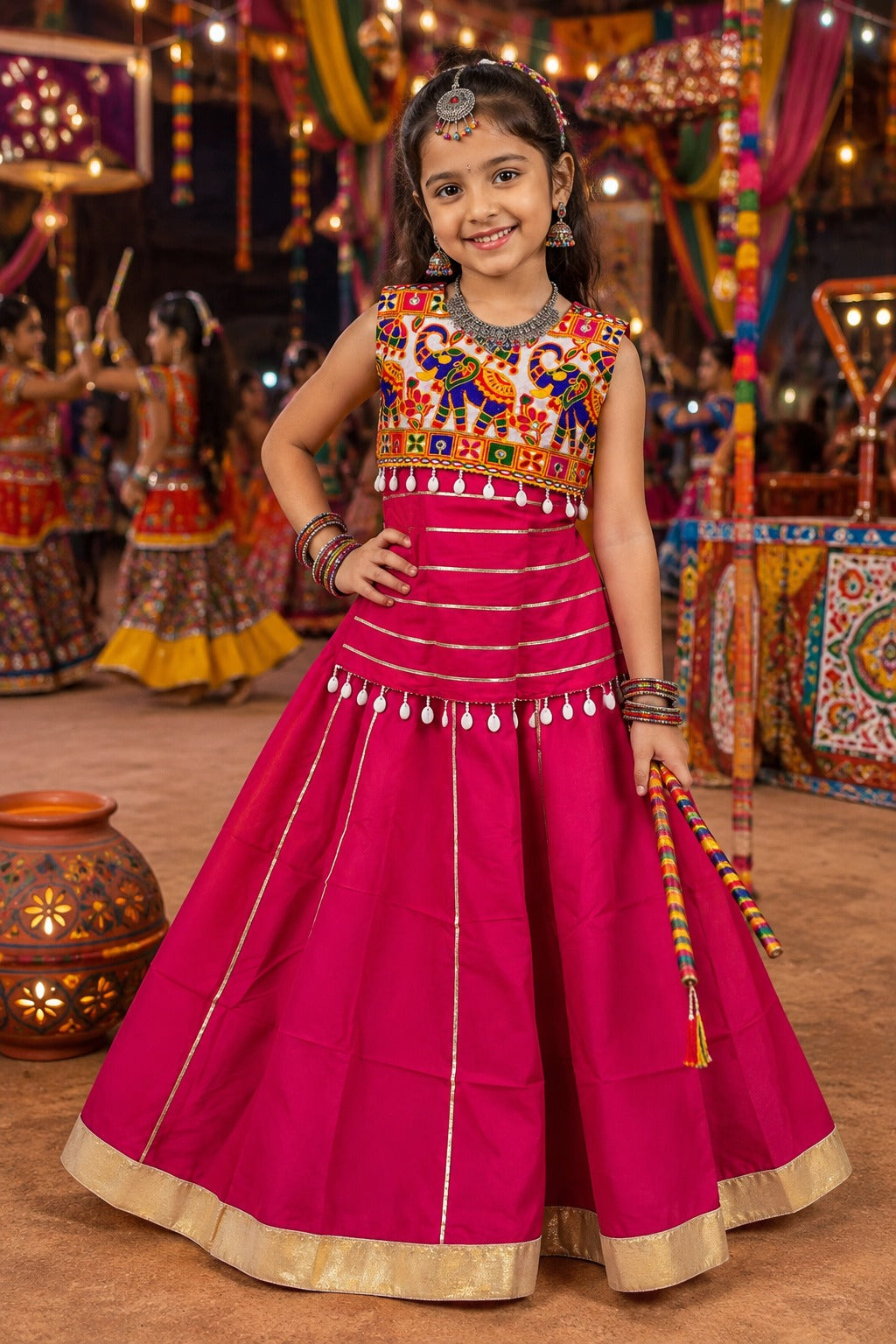 Rani Pure Roman Silk Heavy  Work Kid&