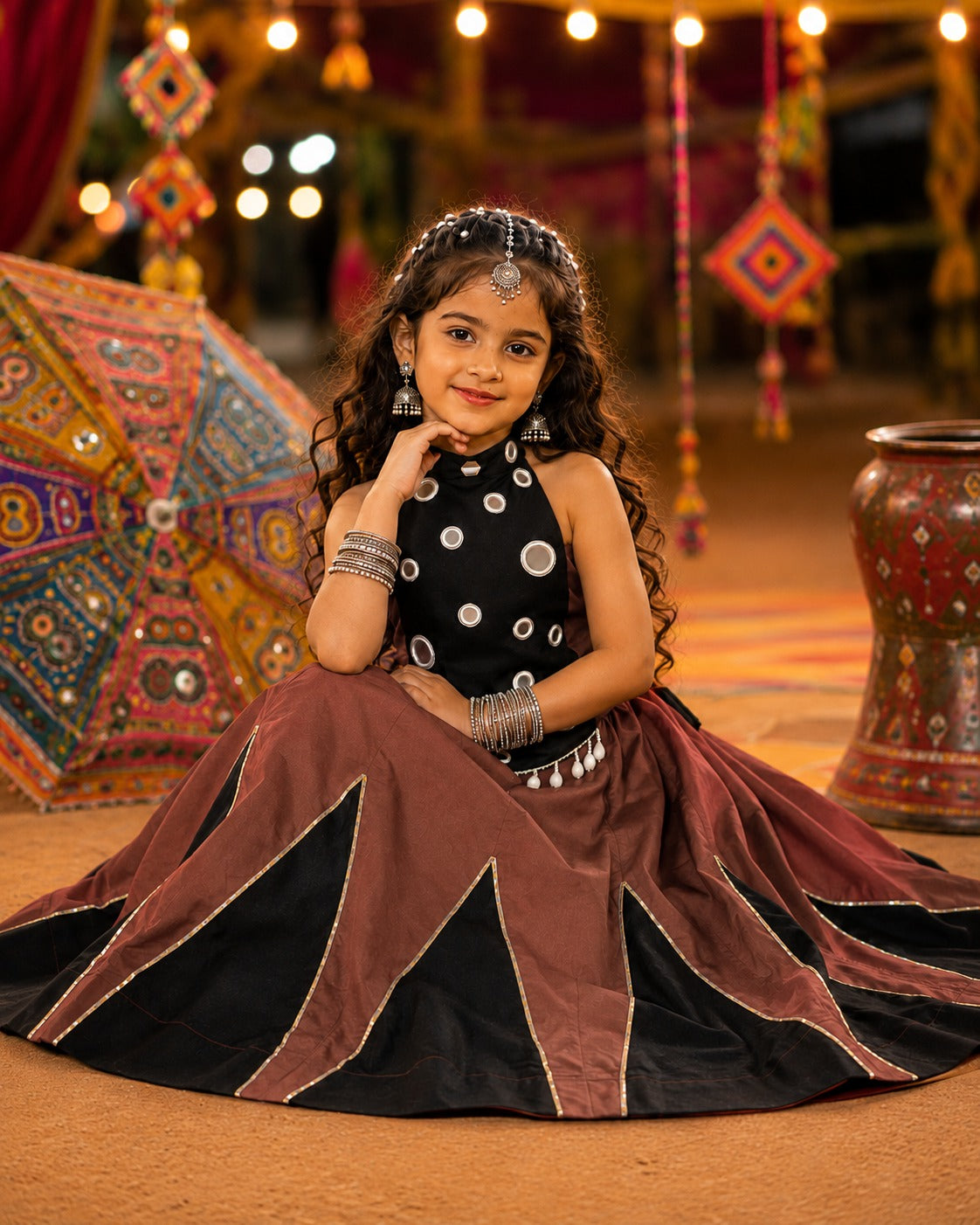 Brown Pure Roman Silk Heavy  Work Kid&