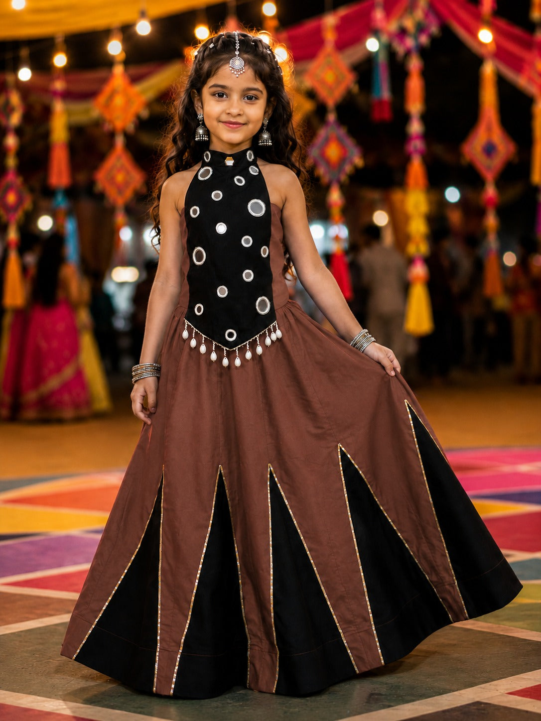 Brown Pure Roman Silk Heavy  Work Kid&
