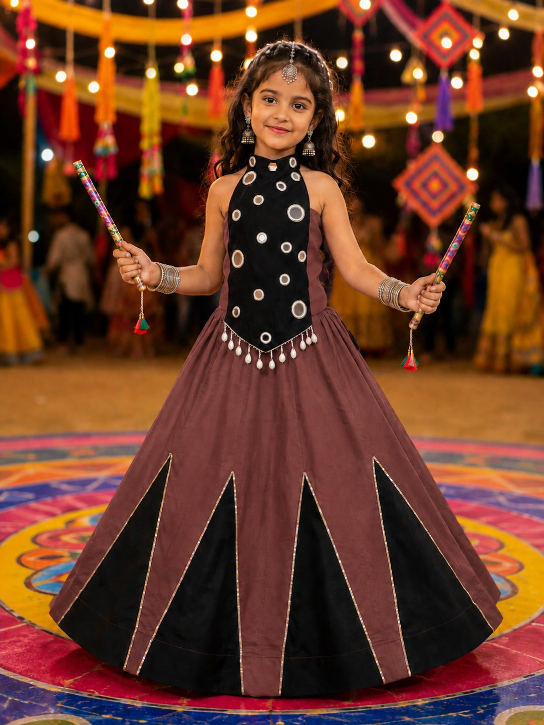 Brown Pure Roman Silk Heavy  Work Kid&