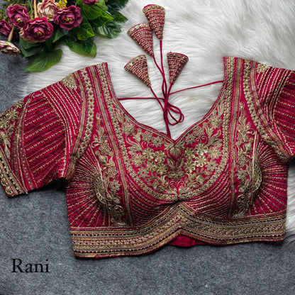 Rani Pure Italian Jari Heavy Codding Sequence Work Bridal Blouse