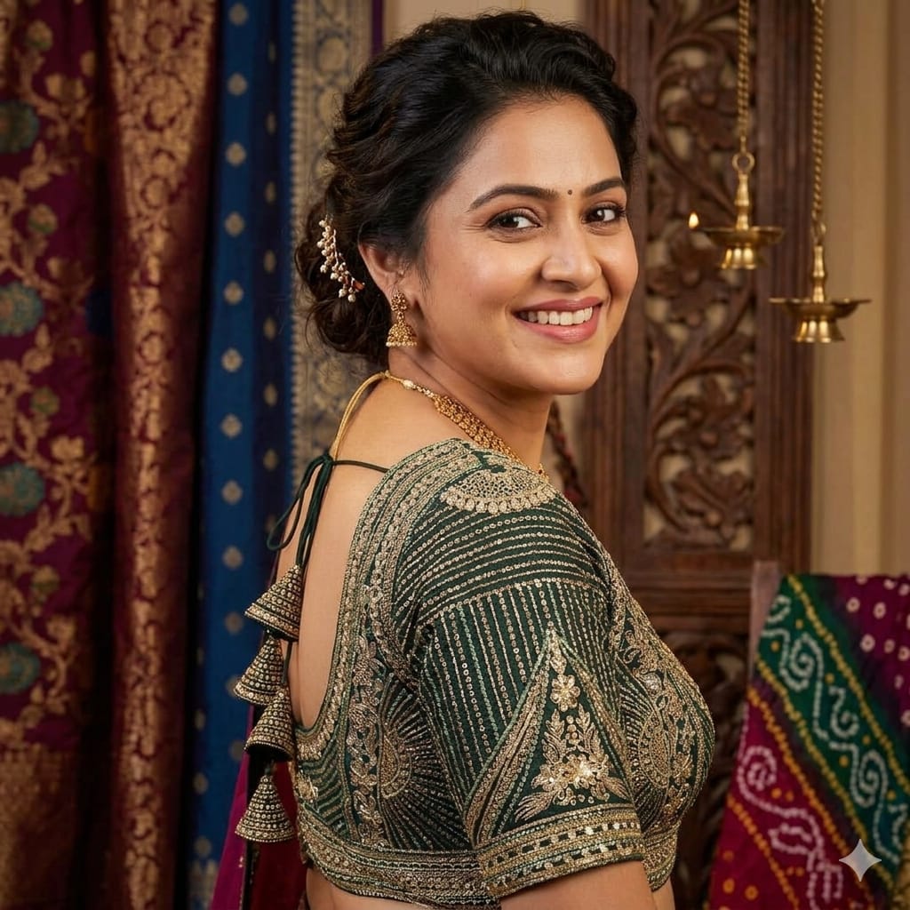 Green Pure Italian Jari Heavy Codding Sequence Work Bridal Blouse