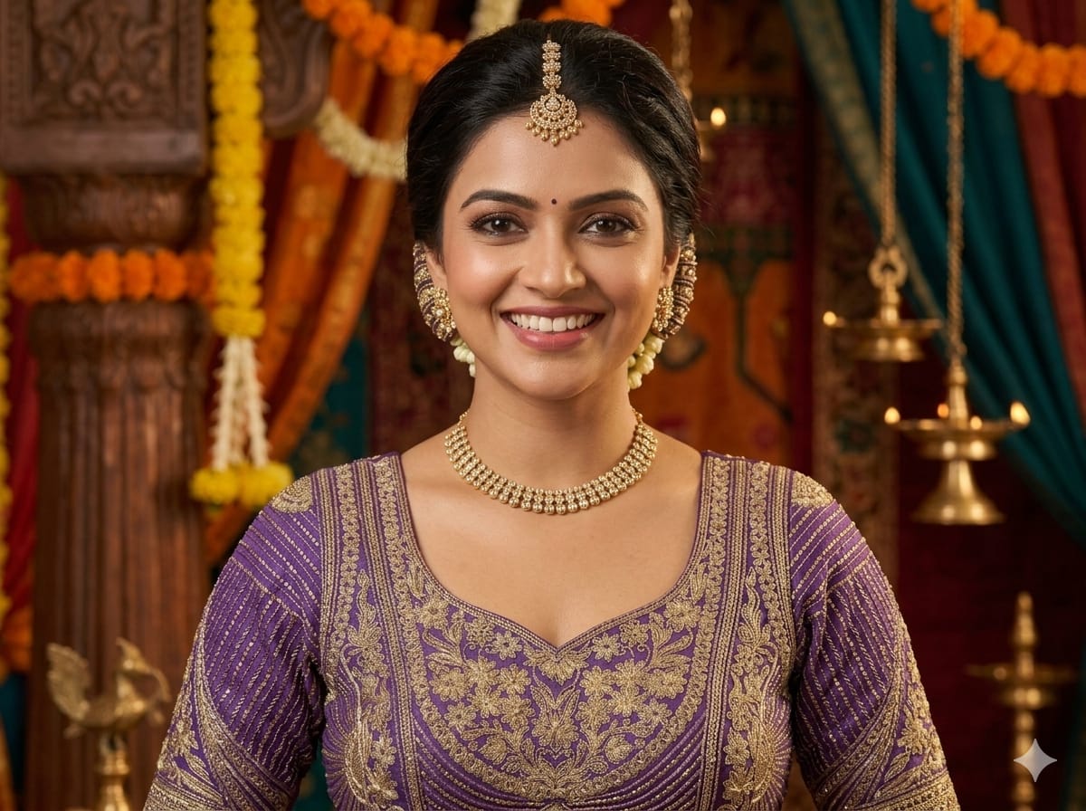 Purple Pure Italian Jari Heavy Codding Sequence Work Bridal Blouse