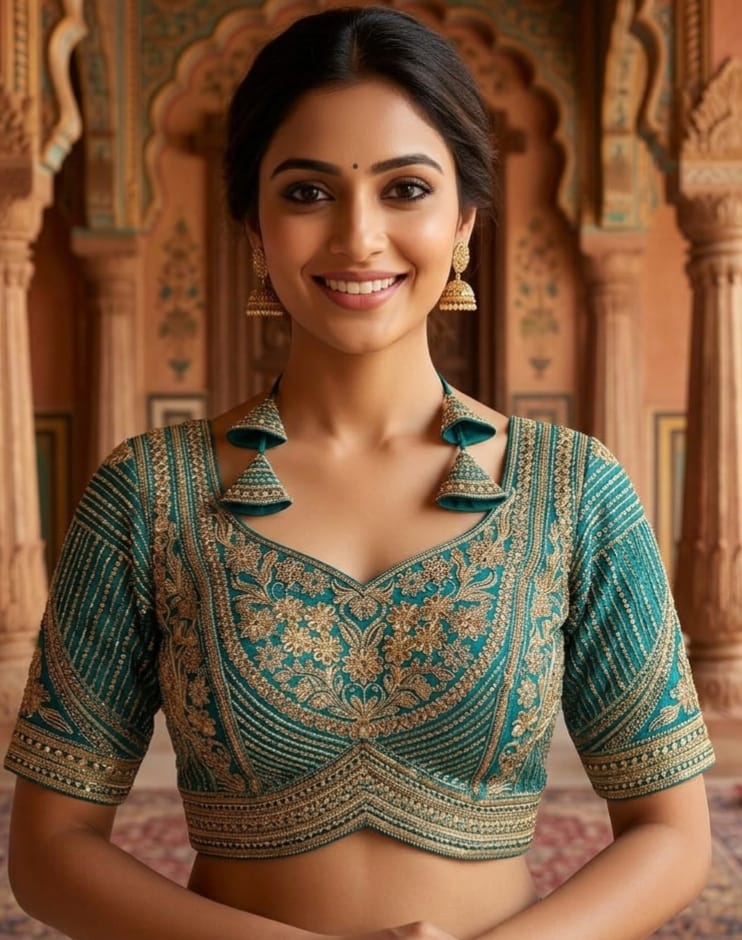 Rama Pure Italian Jari Heavy Codding Sequence Work Bridal Blouse