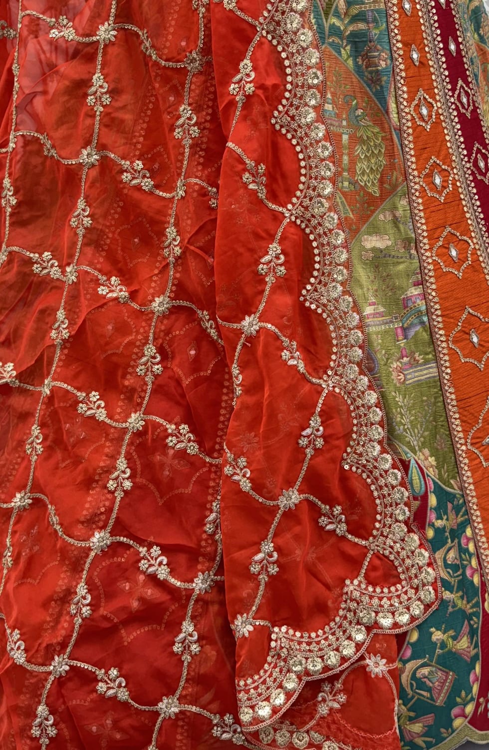 Orange Pure Soft Gadhwal Silk Heavy Embroidery Work Bridal Lehenga Choli