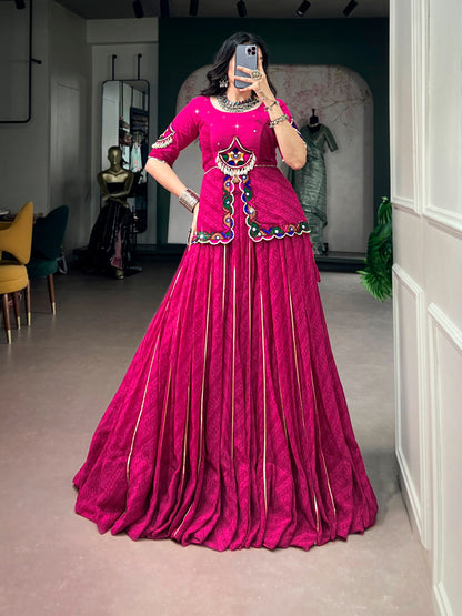 Rani Pure Georgette Printed Gamthi Work Navratri Lehenga Choli