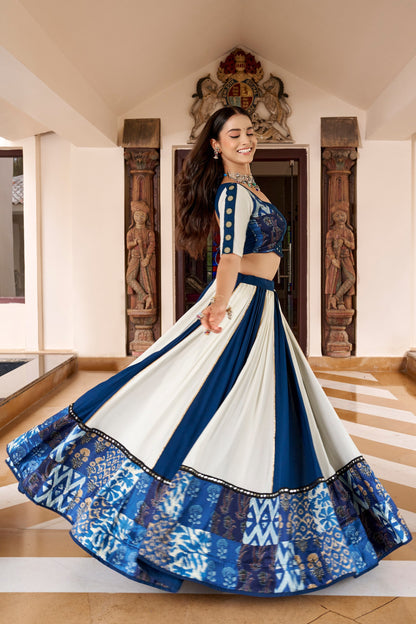 Blue Pure Rayon Gotta Patti Gamthi Work Navratri Lehenga Choli