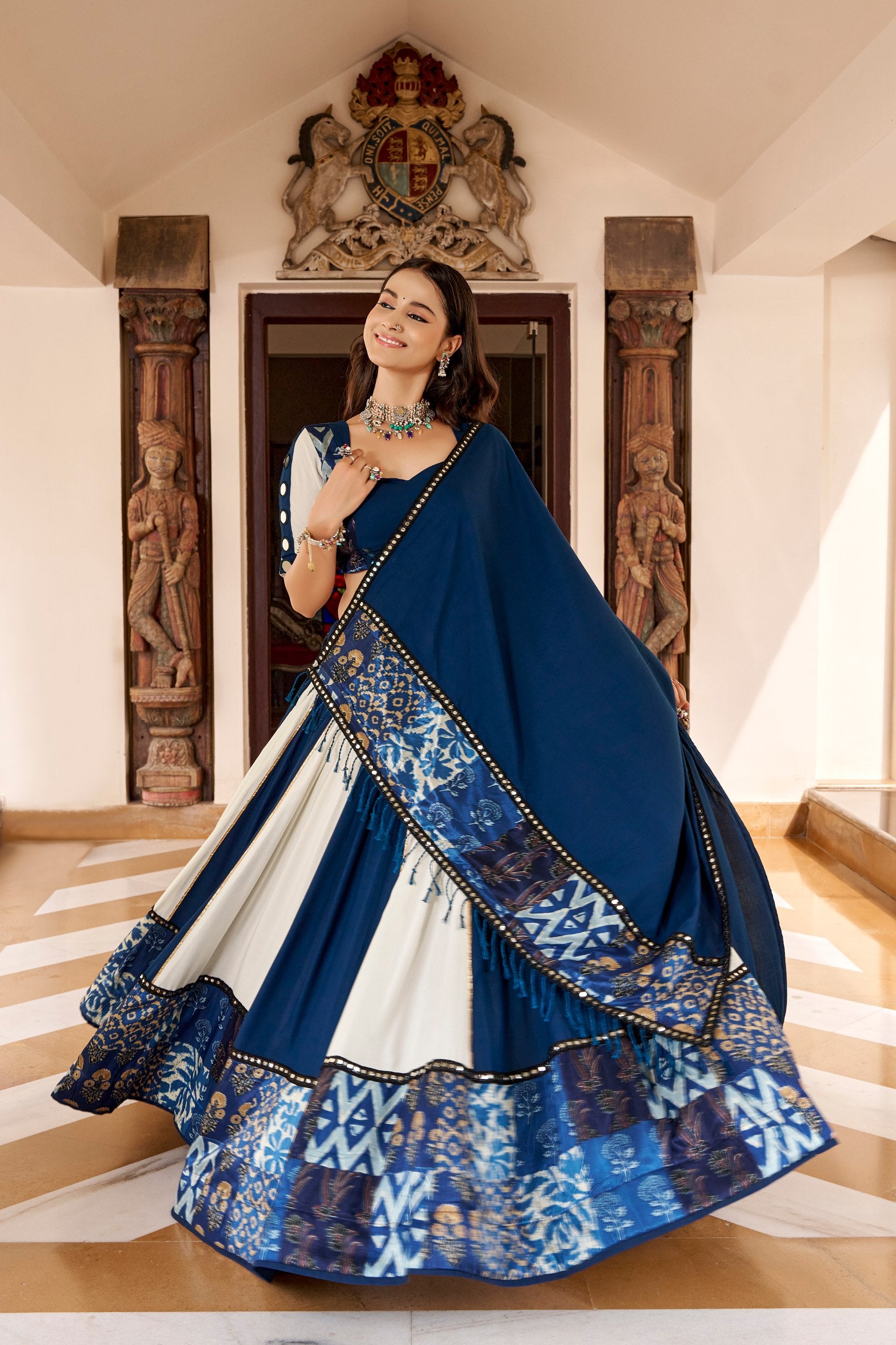 Blue Pure Rayon Gotta Patti Gamthi Work Navratri Lehenga Choli