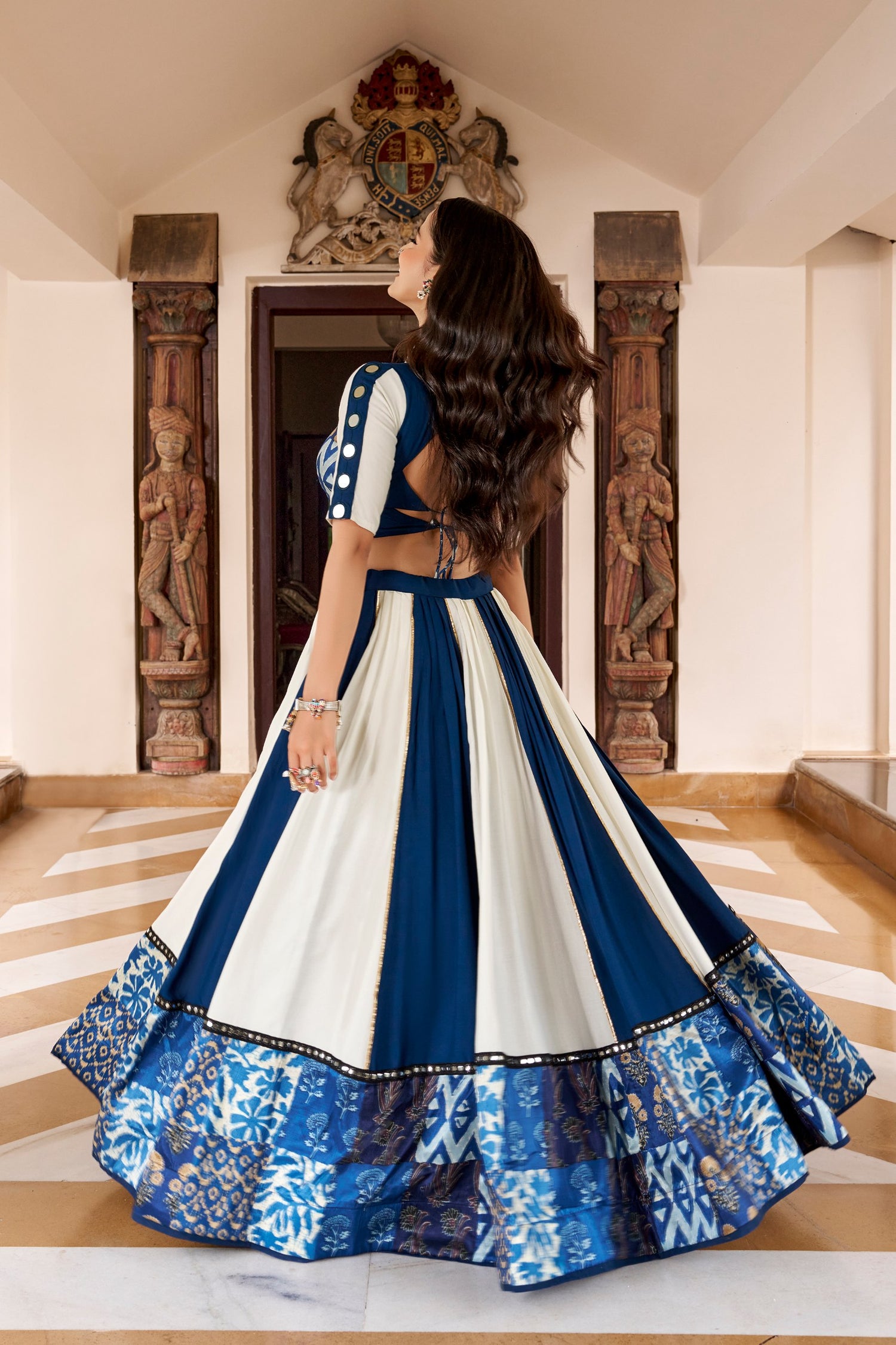 Blue Pure Rayon Gotta Patti Gamthi Work Navratri Lehenga Choli