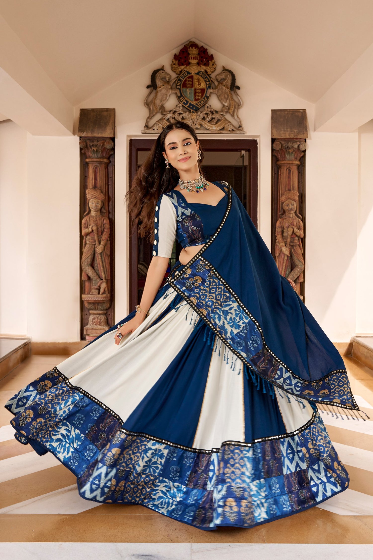 Blue Pure Rayon Gotta Patti Gamthi Work Navratri Lehenga Choli