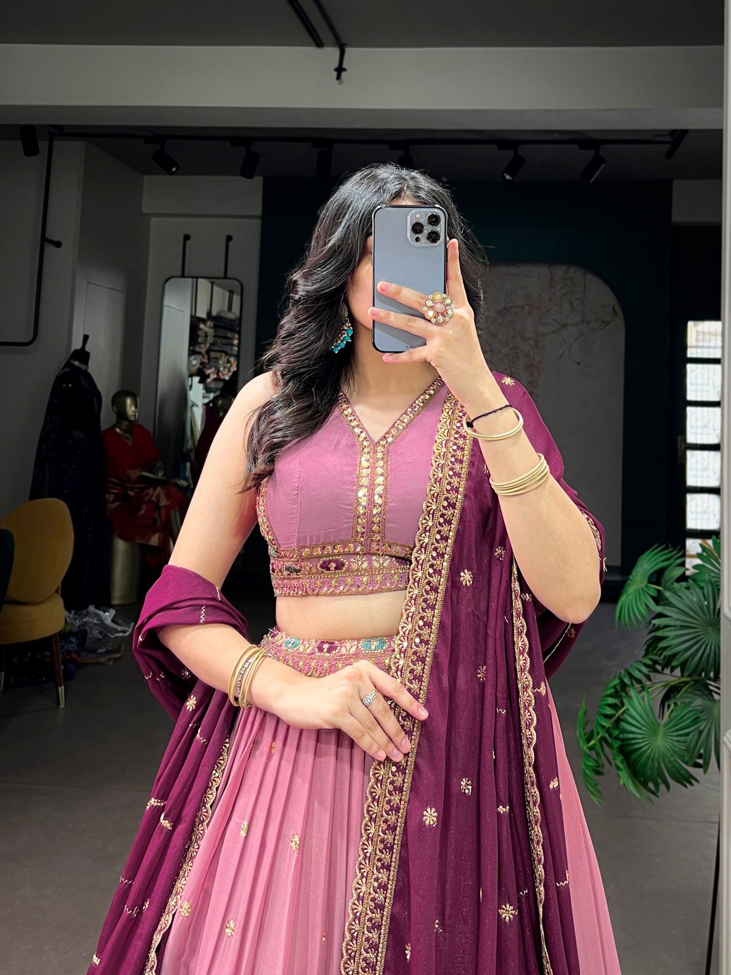 Pink Pure Star Georgette Zari Sequins Lehenga Choli