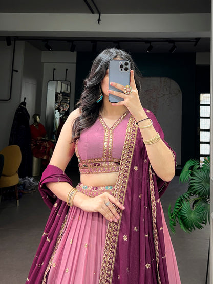 Pink Pure Star Georgette Zari Sequins Lehenga Choli
