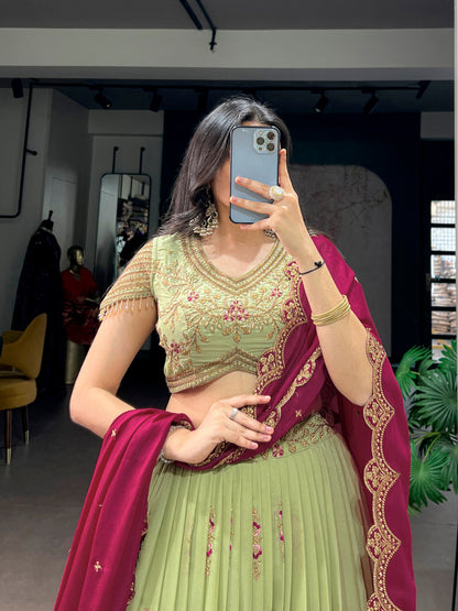Pista Pure Star Georgette Zari Sequins Lehenga Choli