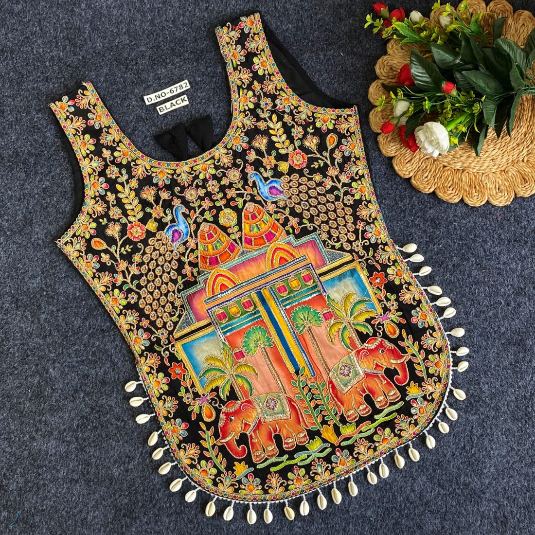 Black Pure Heavy Viscose Position Original Kodi Work Navratri Blouse