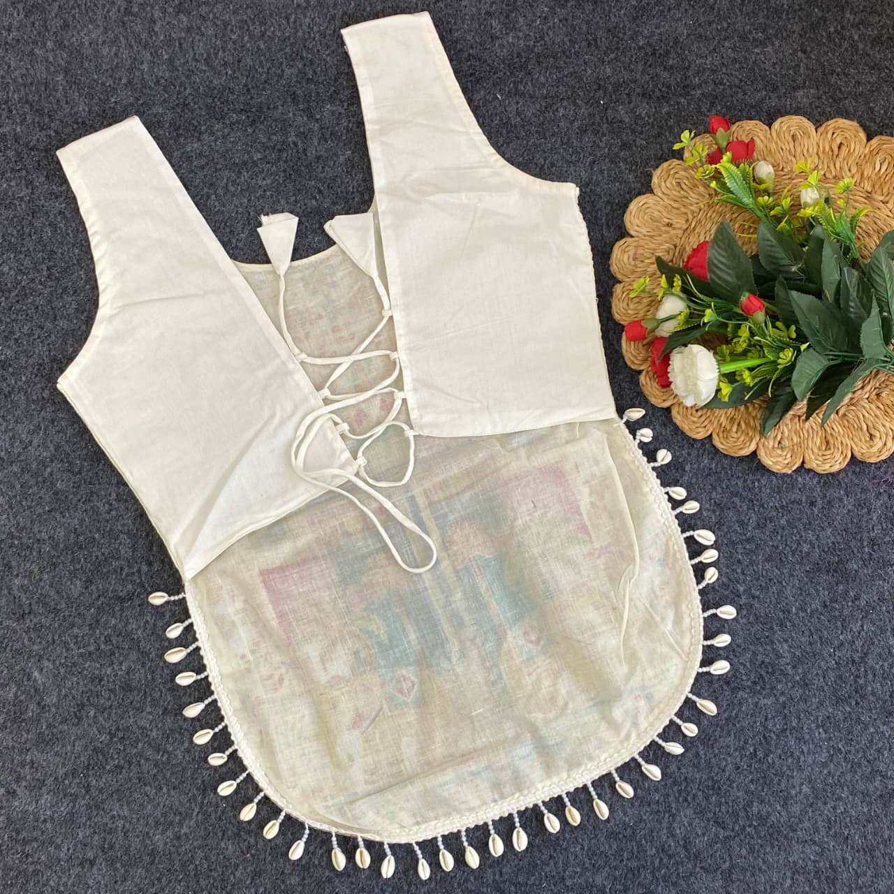 White Pure Heavy Viscose Position Original Kodi Work Navratri Blouse