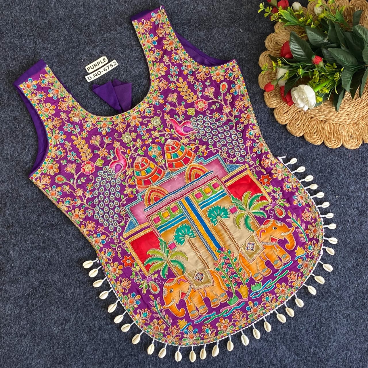 Purple Pure Heavy Viscose Position Original Kodi Work Navratri Blouse