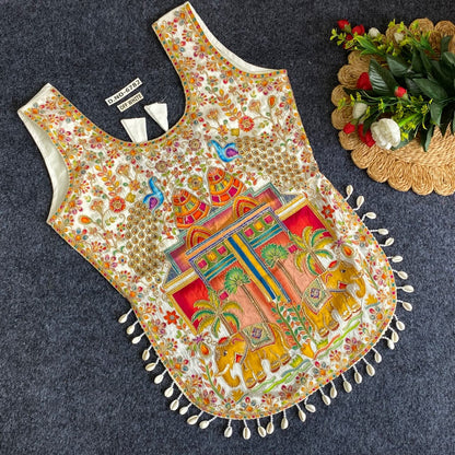 White Pure Heavy Viscose Position Original Kodi Work Navratri Blouse