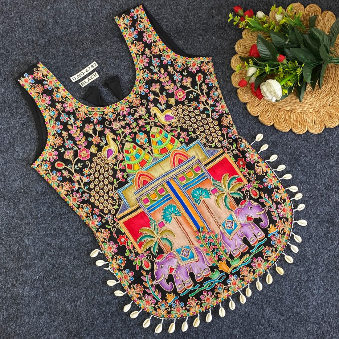 Black Pure Heavy Viscose Position Original Kodi Work Navratri Blouse