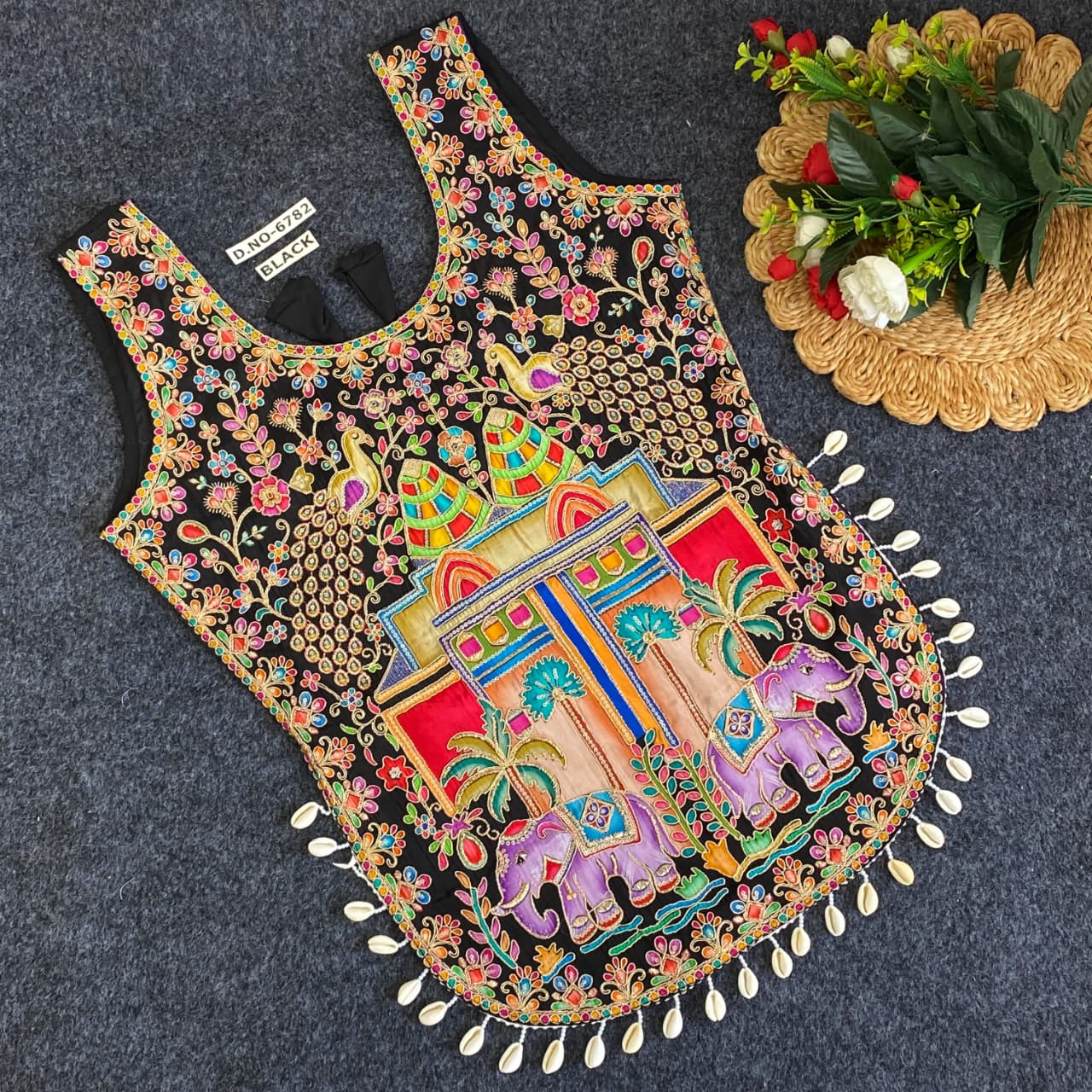 Black Pure Heavy Viscose Position Original Kodi Work Navratri Blouse