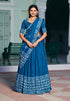 Navy Blue Pure Lightweight Cotton Chanderi Natural Batik Printed Lehenga Choli