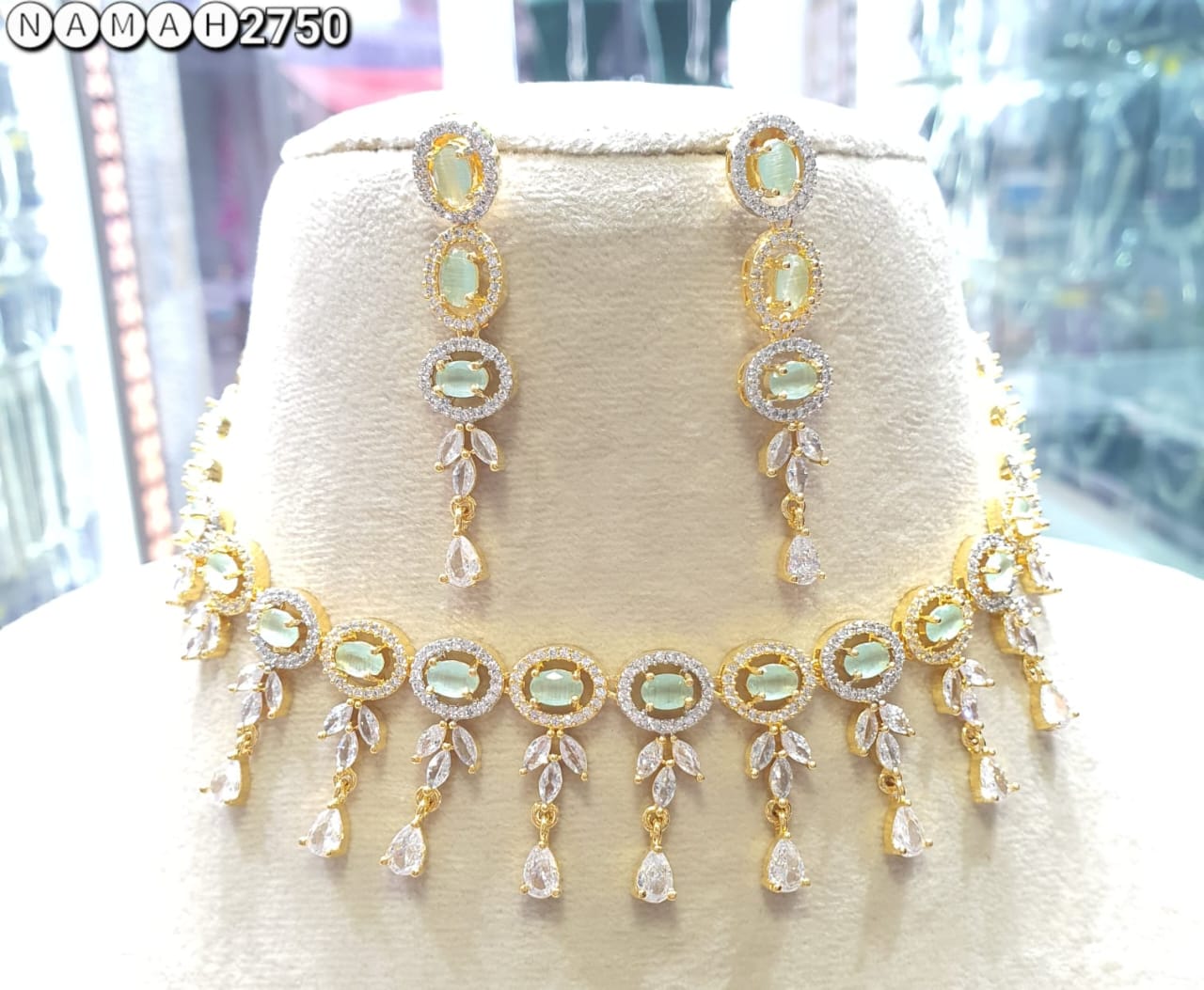 Pink American Gold Diamond Necklace Set