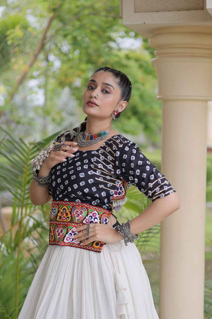 Black Pure Cora Cotton Attractive Gota Patti Work Navratri Lehenga Choli