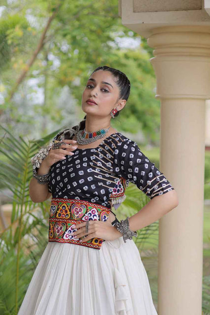 Black Pure Cora Cotton Attractive Gota Patti Work Navratri Lehenga Choli