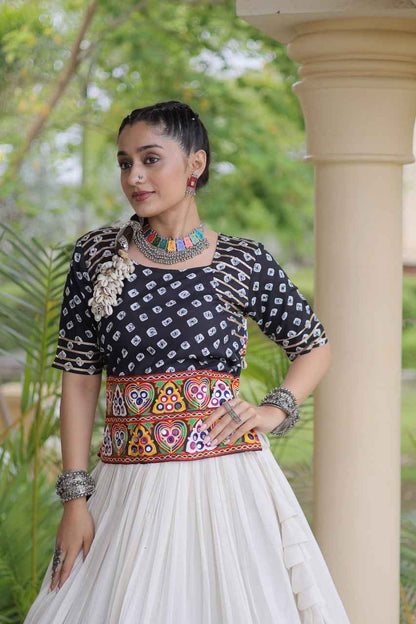 Black Pure Cora Cotton Attractive Gota Patti Work Navratri Lehenga Choli