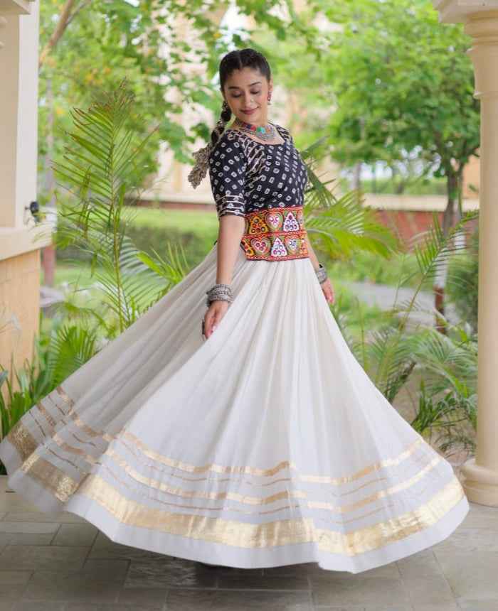 Black Pure Cora Cotton Attractive Gota Patti Work Navratri Lehenga Choli